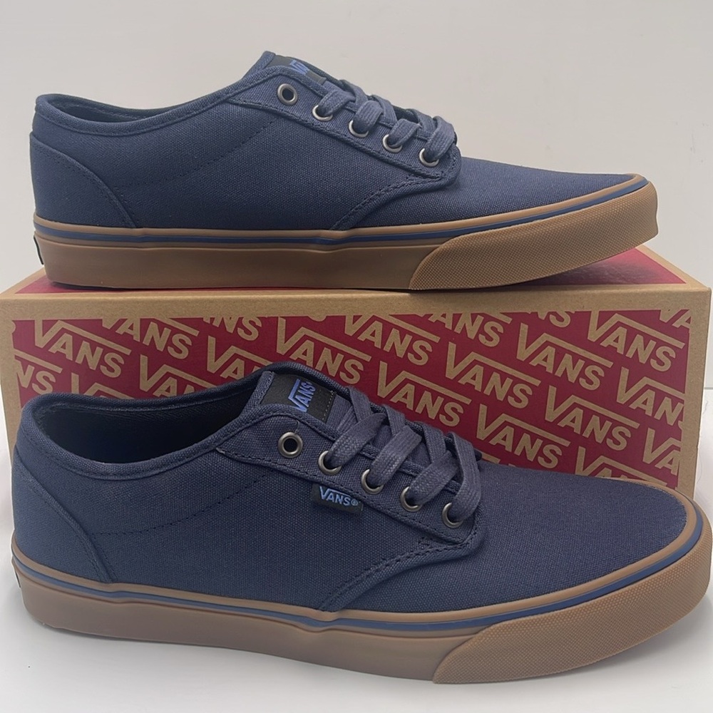 Vans Men’s Blue Canvas Sneakers Gum Sole Vans Atwood
(12 Oz Canvas) Navy/Gum NIB - Picture 2 of 16